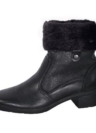 Полусапожки женские кожаные черные на меху |comfort shoes