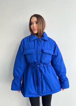 Куртка женская теплая зимняя черная короткая с поясом синяя бежевая зеленая коричневая рубашка оверсайз длинная