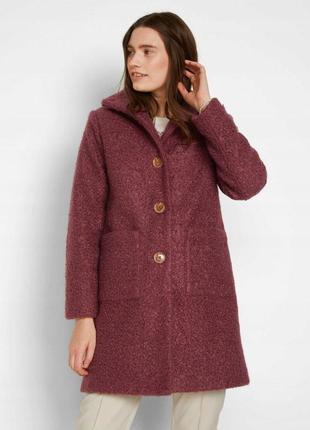 Bonprix бордове твідове пальто плюс сайз