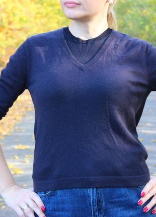 Женский синий стильный кашемировый джемпер maxmara размер 38 кофта свитер пуловер4 фото