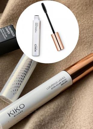 Туш для вій супер об'ємна ,чорна kiko milano luxurious lashes extra volume brush mascara