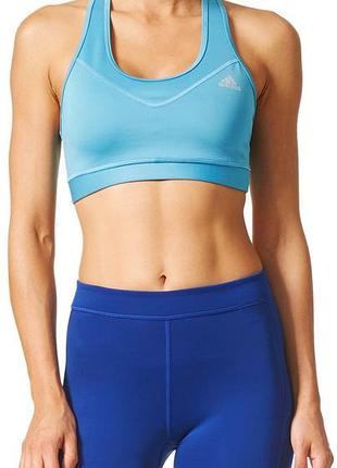 Женский спортивный топ для спорта короткий майка синий голубой adidas tf solid blue sports bra
