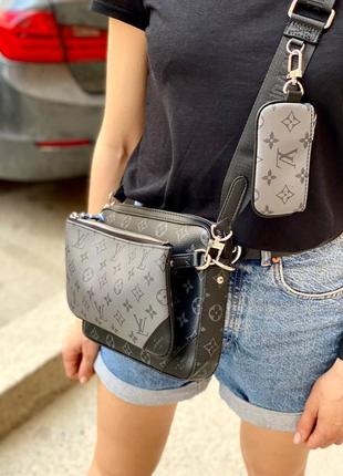 Сумка 3 в 1 в натуральній шкірі та канві