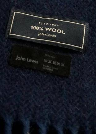 Синий мужской шерстяной шарф john lewis 100% шерсть2 фото