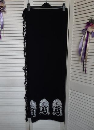 Парео, палантин, большой платок в тайском, азиатском, буддиском стиле из искуственного шелка