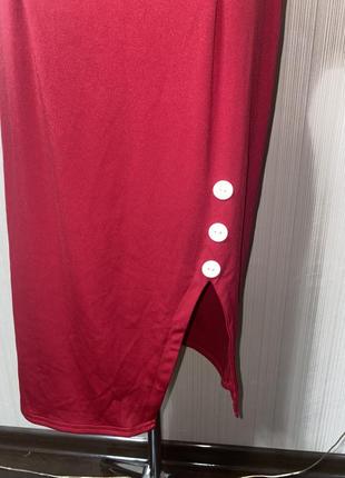 Платье красное миди ретро винтаж с белым воротником4 фото