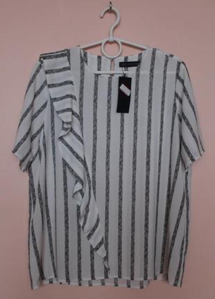 Біла в чорну смужку шифонова блузка, блуза, блузон, футболка, сорочка, рубашка 50-52 р.