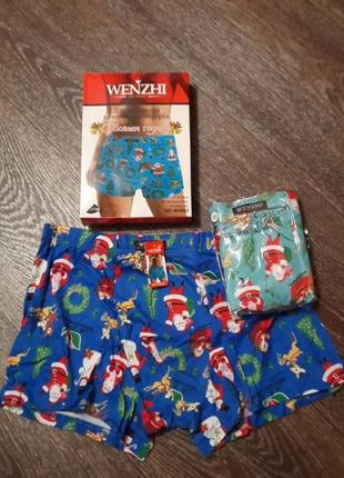 2 штуки новых мужских трусов боксеров набор р. xl- 2xl -3xl -4x l новогодняя тематика