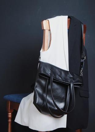 Стильный шоппер-трансформер 2 в 1 (кожа)
