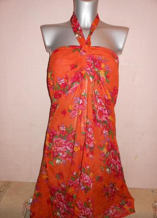 10/38/s =ocean club= оранжевая пляжная туника платье парео,хлопок, новый