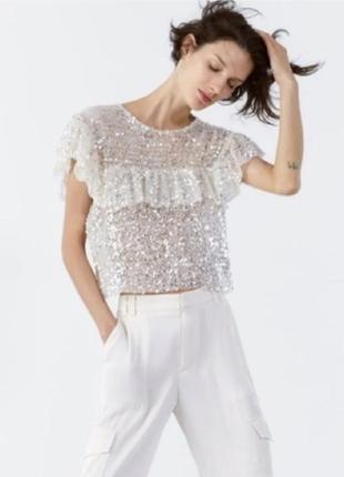 Блуза топ zara с пайетками