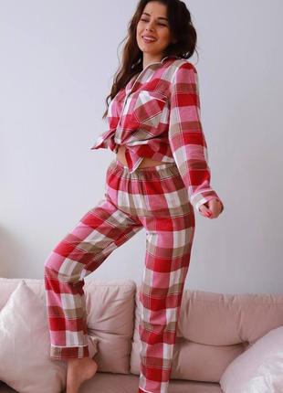 Пижама в клетку из фланели, высокое качество2 фото