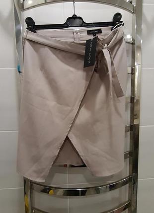 Новая базовая юбка на запах пудровая нюд 12 размер2 фото