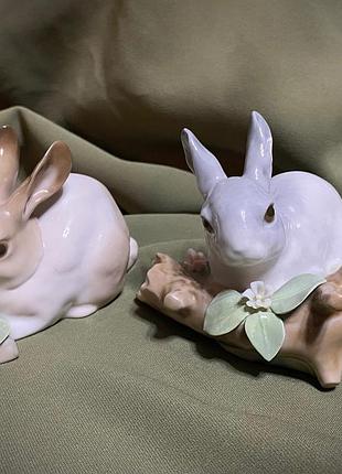 Коллекционные статуэтки lladro испания. зайцы