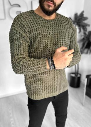 Теплий вовняний светр стильний якісний трендовий преміум'якості в'язаний світшот