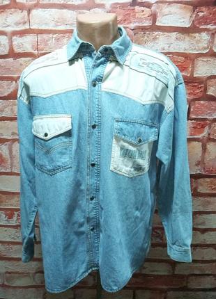 Рубашка джинсовая с рисунком винтажная 80-90е2 фото