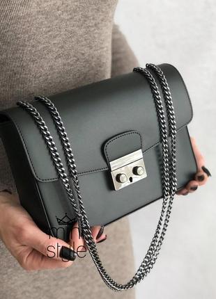 Кожа кожаная сумка на ручке цепочке cross-body сумочка трендовая и стильная кроссбоди