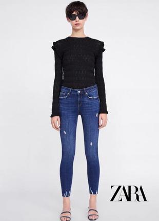 Джинсы скинни zara the skinny in zaphire blue с необработанным краем