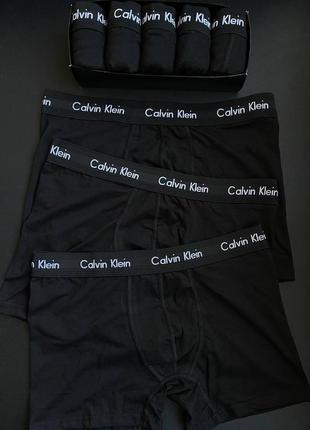 Мужские трусы calvin klein черные в подарочной коробке набор 5 штук / подарок на новый год