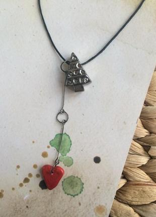 Подвеска новогодняя керамика елочка праздничная2 фото