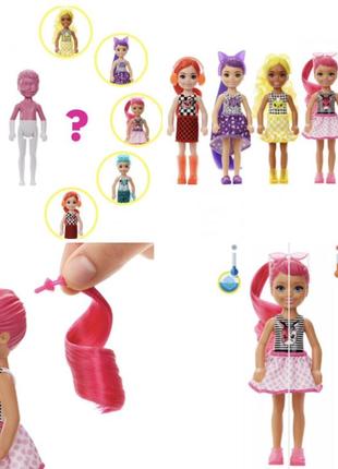 Лялька барбі челсі сюрприз кольорове перевтілення barbie color reveal chelsea color-block series doll