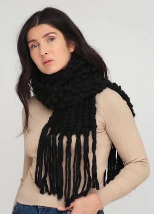 Новый женский фирменный шарф черный кэжуал акрил cropp