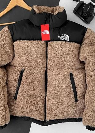 Куртка зимова the north face хутрянка тедді колір моко