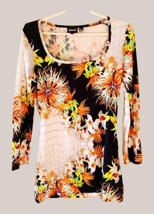 Оригинальная блуза в цветочный принт от roberto cavalli