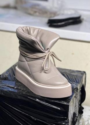 Шкіряні зимові черевики уггі дутіки з натуральної шкіри кожаные ботинки дутики угги натуральная кожа2 фото