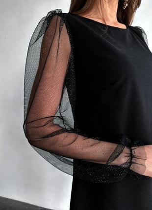 Сукня дайвінг рукава сітка7 фото