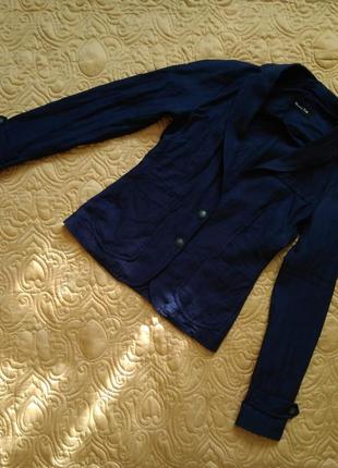 Льняний піджак жакет блейзер massimo dutti льон синій стильний