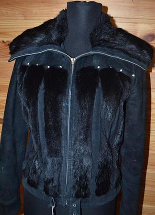 Курточка! замша+хутро кролика і стрази