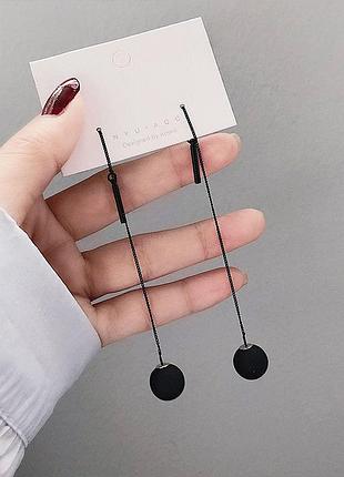 Серьги длинные с черным шариком и протяжкой, серьги для ушей, аксессуары для ушей, украшения