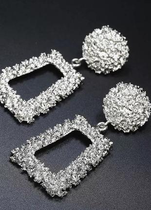 🆕 массивные квадратные серьги za под серебро