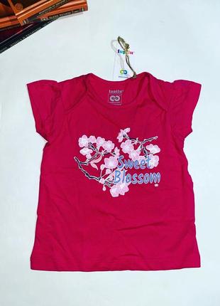 Котонова футболка  для дівчинки малинового кольору. 100% хлопок /бренд: lupilu //розмір:  🔖86/921 фото