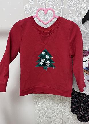 Новогодний свитер свитшот утепленный на байке