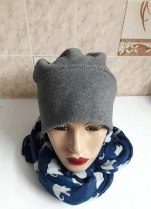 Шапка женская бинни серая