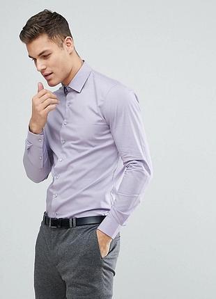 Сиреневая зауженная рубашка calvin klein размер l