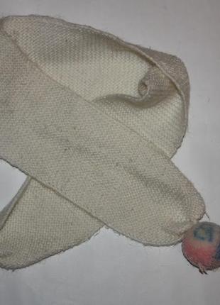 Вязаный белый шарфик для малышей в отличном состоянии1 фото