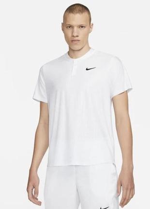 Мужская спортивная футболка белая nike advtg polo sn99 white/black1 фото