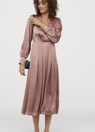 Сатиновое нарядное платье h&m zara xs
