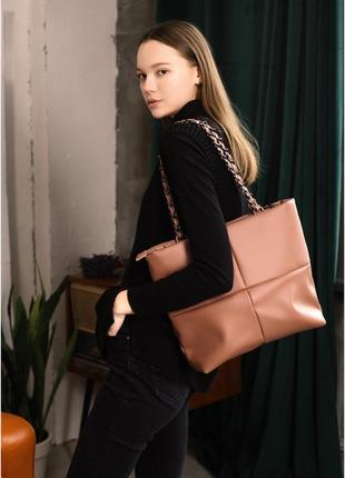 Женская стильная сумка большая розовая экокожа1 фото