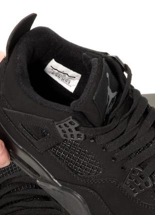 Мужские высокие кожаные кроссовки nike j0rdan 4 retro black cat#найк3 фото