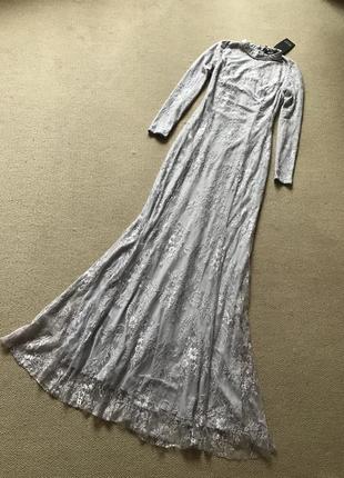 Новое! красивенное платье длинное в пол кружево бисер мерцание5 фото