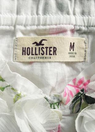 Белая хлопковая майка с розами на бретельках с тоненькой подкладкой hollister4 фото