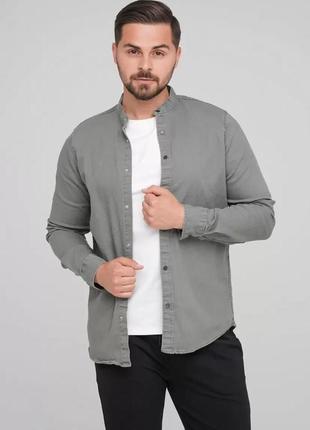 Сорочка чоловіча figo-18127 slim fit s-2xl серая