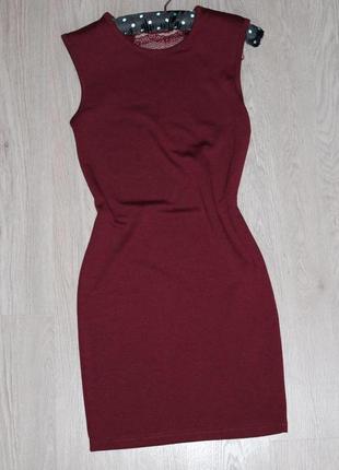 Бордовое платье с кружевом спинка  amisu р.с1 фото