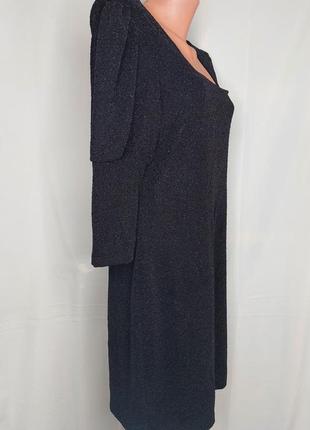Мини- платье черное с квадратным вырещом и пышными рукавами 3/4 blue vanilla(размер 14-16)7 фото