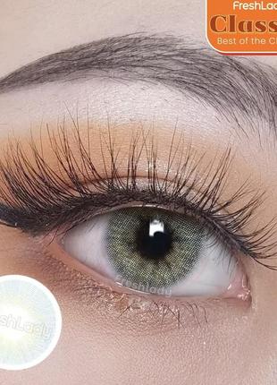 Линзы для глаз цветные голубо-зеленые. хорошее перекрытие своего цвета