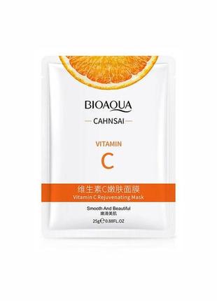 Маска для обличчя з екстрактом апельсина bioaqua cahnsai vitamin c facial mask1 фото